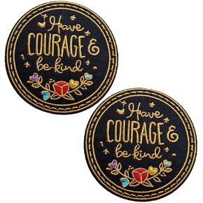 Iron-on Floral Patches, 2 Pieces Have Courage to be Kind Feminism Iron On Patch, Decorative Embroidered Patch Emblem Badge for Bags Backpacks Jeans