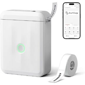 New Model 2024 Upgrade D110-M Thermal Label Makers with 1 Roll Tape, Portable Mini Wireless Bluetooth Sticker Printer for Home Office School Use, Mobile Phone, Printable Width 0.47 inch, White