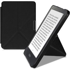 kwmobile Origami Case Compatible with Kobo Clara HD Case - Slim PU Leather Cover with Stand - Black