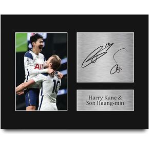 HWC Trading Harry Kane & Son Heung-min Tottenham Hotspurs Spurs Framed Gifts Printed Signed Autograph Picture for Football Fans and Supporters - US Letter Size