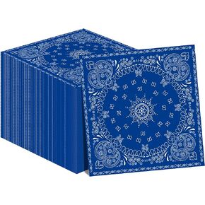 40Pcs Blue Bandana Paper Napkins Blue Bandana Party Napkins Happy Western Party Paper for Blue Bandana Theme Birthday Party Disposable Paper Napkins Bandana Party Decorations