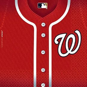 Bold Red & White Washington Nationals Luncheon Paper Napkins - 6.5" x 6.5" (Pack of 36) - Perfect for Baseball Themed Parties, Tailgates & Celebrations