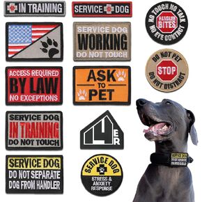 Service Dog Set (12-Pack) - In-Training Ask/Patched Set, Vest & Harness Patches