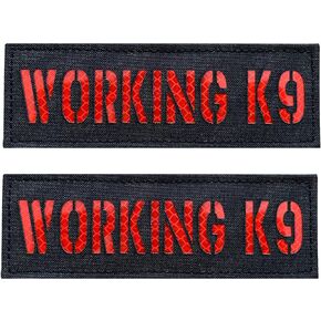 2 Pack Black Red Reflective Laser Cut Tactical Dog Patches Service Dog ，in Training,DO NOT PET, Tags with Hook and Loop Patches for Vests and Harnesses (Working K9)