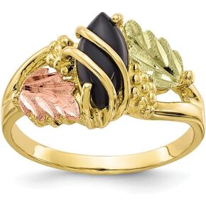 Jewels By Lux 10k Tri-color Black Hills Gold Onyx Ring