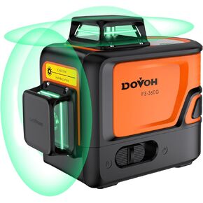 360 Laser Level Self Leveling : Heavy Duty 3 Plane Construction Laser Levels 3D Green Rechargeable for Contractor Tiling Ceiling, Class Ⅱ, P3-360G