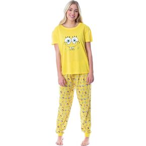 Nickelodeon SpongeBob SquarePants Womens' Faces 2 Piece Jogger Pajama Set