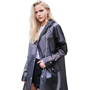 TPU Clear Rain Coat for Women - Waterproof Packable Fashion Rain Poncho with Hood Reusable Raincoat in Saudi Arabia