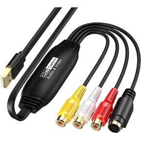 بطاقة التقاط الصوت والفيديو USB2.0، RCA لتحويل USB VHS Mini DV VCR Hi8 DVD إلى محول رقمي لأجهزة Mac/Windows/Vista/XP