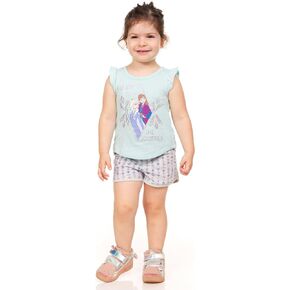 Disney Toddler Girls 3 Piece Frozen Tank, T-Shirt, and Shorts Lounge Set