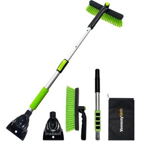 فرشاة ثلج ومكشطة ثلج للزجاج الأمامي للسيارة مقاس 53 بوصة، رأس فرشاة محورية 360 درجة مع قبضة إسفنجية مريحة، مكشطة ثلج قابلة للتمديد 3 في 1 ومكنسة ثلج لشاحنات السيارات ذات الدفع الرباعي، أخضر in Kuwait