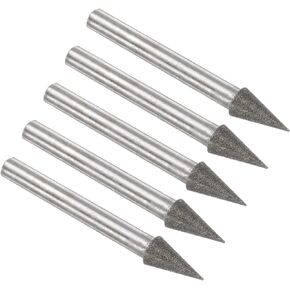 5pcs Diamond Grinding Bit - [8mm Dia 120 Grtis] Tapered Head Carving Drill Bits Rotary Tool for Carving Polishing Use | 6mm Round Shank