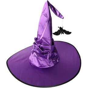 Witch Hats Black Large Ruched Witch Hat Women Halloween Wizard Hat Costume Cosplay Accessory with Spider for Halloween Party in Saudi Arabia