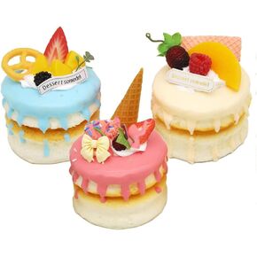 3pcs Realistic Artificial Cake Assorted Fake Cake Desserts Simulation Food Model Photography Prop for Home Kitchen Display Decoration in Kuwait