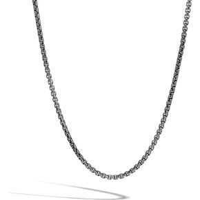 John Hardy MEN's Classic Chain Silver 2.7mm Box Chain Necklace with Satin Matte Black Rhodium