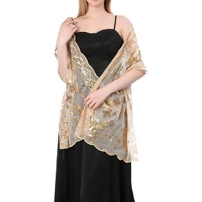 Women’s Classic Sequin Shawls and Wraps Sheer Sparking Scarf Pashmina for Wedding Bridesmaid Party in Kuwait