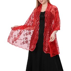 Women’s Classic Sequin Shawls and Wraps Sheer Sparking Scarf Pashmina for Wedding Bridesmaid Party