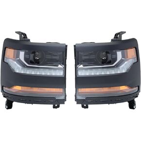 labwork Headlight Assembly, Compatible Replacement for Chevy Silverado 1500 2016-2019 [HID/Xenon Model] w/DRL Projector Headlamp for Both Driver and Passenger Side Black Housing