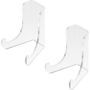 GORGECRAFT 2Pcs 3 Inches Clear Flat Back Acrylic Plate Easel Display Stands Holders Picture Frame Book Stand for Display Decoration, Challenge Medals, Photo, Baseball Sports Trading Cards