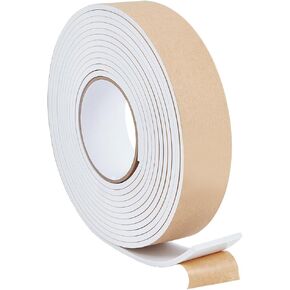 BENECREAT 32.8Ft Self Adhesive Foam Strip, 1.38"(W) x 3mm(T) Foam Insulation Tape Self Adhesive High Density Weather Strip Seal for Window, Door Car, Turck, Air Conditioner, White