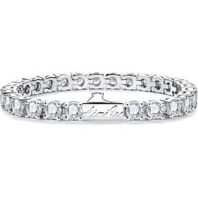 4.2-20.4cttw Moissanite Tennis Bracelet for Women Men D Color VVS1 Clarity Round Brilliant Cut S925 Sterling Silver 3/4.5/5.5mm Moissanite Bracelet with Certificate
