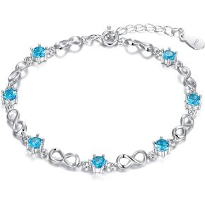 EleQueen Women's Infinity Symbol Tennis Bracelet 925 Sterling Silver Round Cubic Zirconia Bridal Jewelry, 6.3"+1.5" Extender, Valentine's Day/Mother's Day/Christmas Jewelry Gift for Wife/Mom