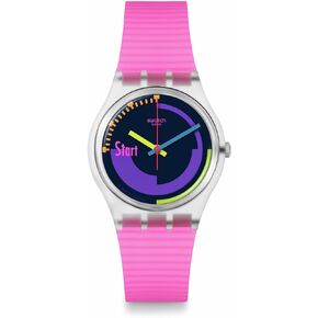 Swatch Casual Watch Transparent Quartz Bio-sourced NEON Pink Podium