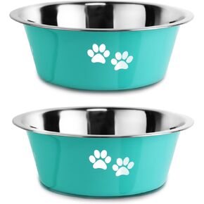 Stainless Steel Dog Bowls, Nonslip Rubber Bottom No Spill Proof Skid Metal Insulated Dog Bowls for Large Medium Small Breed Dogs (Pink, 3.6 Cups/29 OZ)