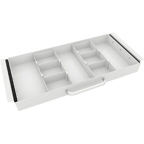 Large Size Under Desk Slide out Pencil Drawer White with Adjustable Space Divider Design for Storing Pencil and Office Accessories, Underdesk Pull out Tray Organizer Mounted for Sit Stand Workstation