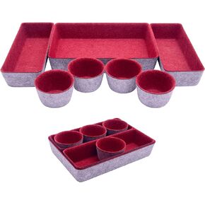 Felt Drawer Organizer - Desk Accessories - Office Organization - Kitchen Organizer - Jewelry Tray Makeup Storage Drawer Organizers Home Desk Caddy Cosmetic Bins - Pack of 9, Royal Blue