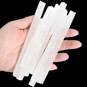 0.44lb Natural Selenite Wand, About 6-6.5 inch Selenite Sticks, Selenite Pocket Energy Stone, Premium Hand-Sorted, Chakra, Healing, Good Luck, Positive Energy