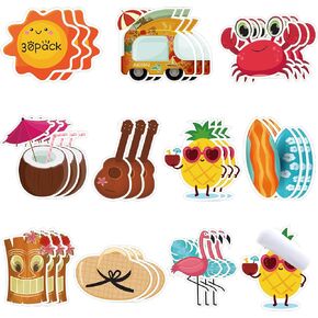 30 Packs Flamingo Sticky Notes Funny Tropical Pineapple Sticky Notes Hawaiian Sticky Notes Beach Theme Note Pads for Office School Holiday Summer Party Favors Luau Party, 10 Styles (Beach Style)