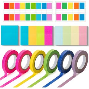Mr. Pen- Sticky Note and Tape Set, Sticky Index Tabs, Small Sticky Notes, Highlighter Tape, Colorful Sticky Tabs for Notebooks, Mini Sticky Notes, Highlighter Strips, Page Markers
