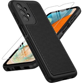 FNTCASE for Samsung Galaxy A23 5G Case: (Samsung Galaxy A23 4G LTE) Dual Layer Protective Heavy Duty Cell Phone Cover Shockproof Rugged with Non Slip Textured Back - Bumper - 6.6inch Black