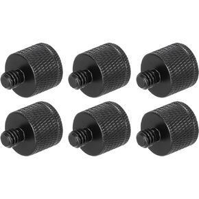 MECCANIXITY 6Pcs Mic Stand Adapter M6 Female to 1/4 Male Thread Screw Adapter Aluminum Alloy for Microphone Tripod Stand Mount, Black