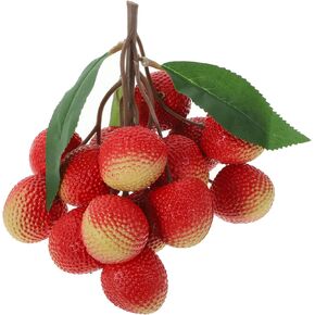 HOMSFOU Lychee Fruit 1 Bunch Artificial Lychee Fake Litchi Bundle Fake Fruit Lifelike Simulation Realistic Plastic Faux Fruit Model Fruit Figurine for Kitchen Shop Photo Prop
