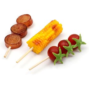 6Sets Artificial Barbecue Kitchen Fake BBQ Food Model Realistic Food Cooking Simulation for Home Decoration, Photography Props (Type 3)