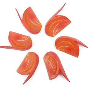 Fake Tomato Slice Artificial Vegetables Tomatoes Simulation Plastic Lifelike for House Kitchen Party Pub Decoration Cabinet Ornament 6 pcs