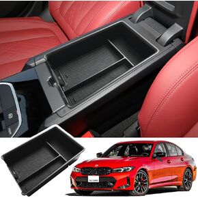 TACOBRO Center Console Organizer Compatible with BMW 3 Series G20/G21 (2019-2024), 4 Series G22/G23 and i4 G26 (2021-2024) Accessories, Insert Tray Secondary Storage Armrest Box ABS Black
