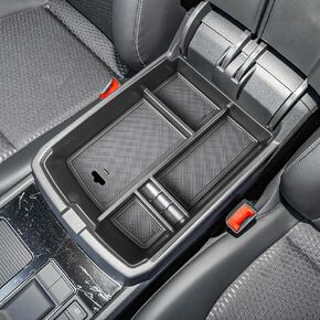 Center Console Organizer Compatible with VW Atlas and Cross Sport 2018 2019 2020 2021 2022 2023 Accessories, Interior ABS Armrest Storage Box Insert Tray (Not Fit 2024), Black