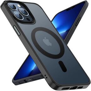 Mgnaooi Magnetic Case for iPhone 12 Pro Max Case [MIL-Grade Drop Tested & Compatible with MagSafe] Translucent Matte Back with Aluminum Alloy Keys, Shockproof Phone 12 Pro Max Case 6.7 Inch, Black