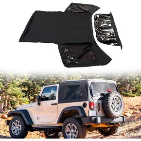 HECASA Soft Top Compatible with 2018-2023 Jeep Wrangler JL 2 Door Replacement for 56862-35 w/Tinted Plastic Window Black Sailcloth Vinyl