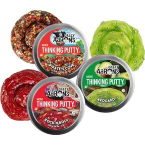 Matty's Toy Stop Crazy Aaron's Putty Mini Tins Rock N' Roll, Pirate's Cove & AVO-cado Gift Set Bundle - 3 Pack (13.3g Each)
