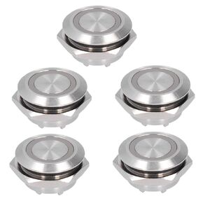 Momentary Push Button Switch Metal Auto Reset Ultra Thin Waterproof with LED 19mm Short Touch Push Button Momentary Tact Switch Buttons Indicators 5Pcs (DC3~6V white)