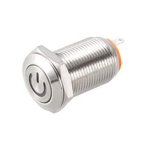 uxcell Latching Metal Push Button Switch Flat Head 12mm Mounting Dia 1NO 3-6V Blue LED Light