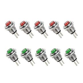 LC LICTOP Micro Button Cap Switch 8mm Mounting Holes Momentary Push On Off 2 Colour (5Red+5Green)