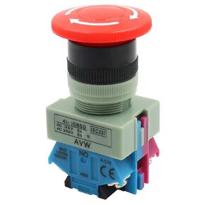Baomain Emergency Stop Switch Push Button Switch AC 600V 10A Red Mushroom 22mm NO NC (1 PCS)
