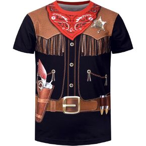 COSLAND Boys' Novelty Holiday T-Shirt Kids Halloween Costume, Small-Large