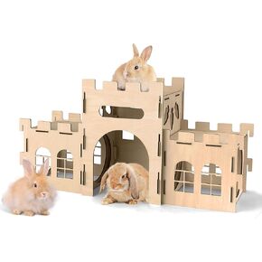 Extra Large Bunny Castles Hideout for Indoor Bunnies Climbing Tower with Tunnel Sturdy House for Rabbits Ferrets Guinea Pigs Hamsters Ventilated Enrichment Toys Habitat HLT4