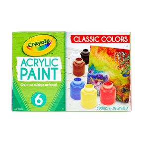 Crayola Acrylic Paint - Assorted Colors (6ct), Kids Paint, Arts & Crafts Supplies for Kids, Great For Art Projects & DIY Crafts